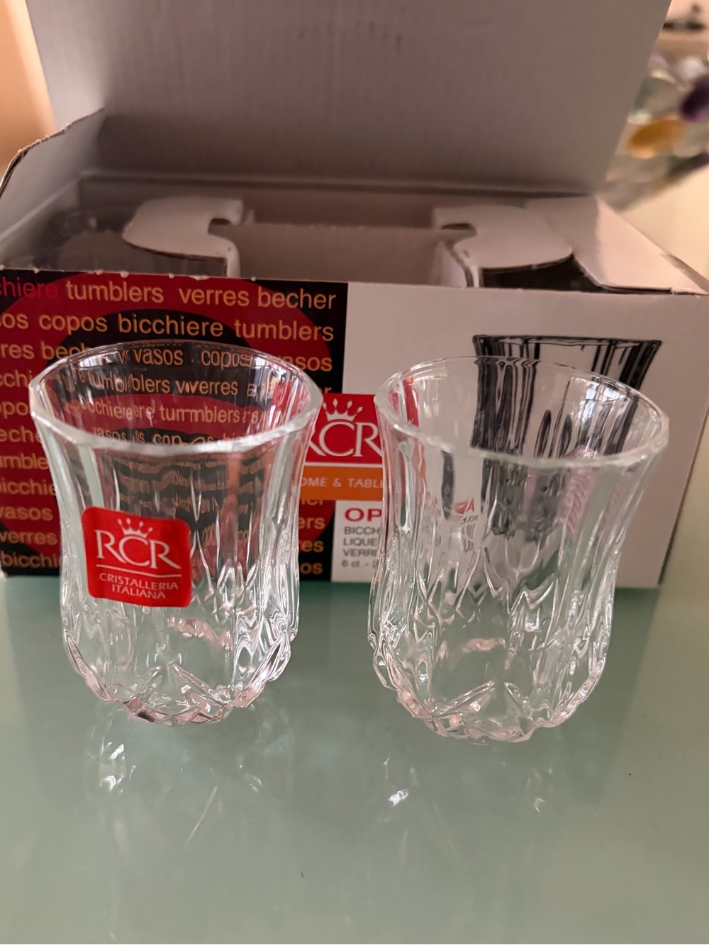 RCR Opera Shot 6 cl (6 Pcs) real crystal glasses.